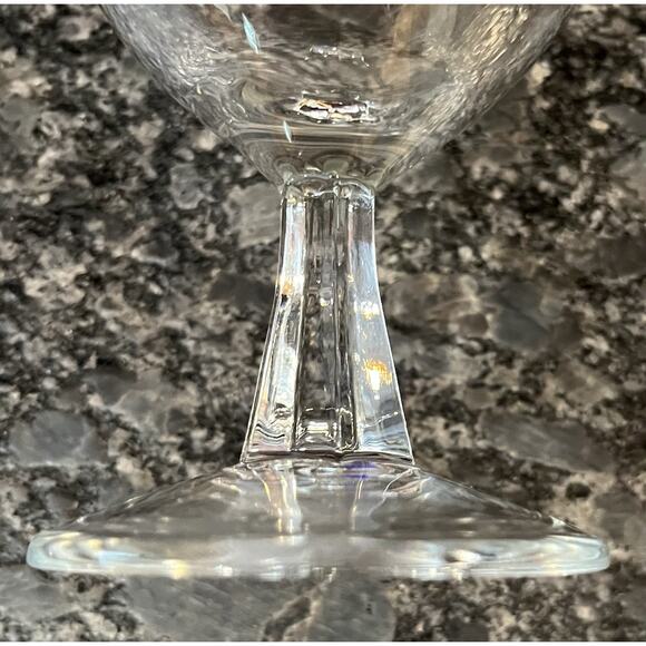 6 Clear Crystal Wine Goblets Water Glasses Hexagonal Stem 7” - Picture 6 of 7